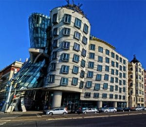 8 Outstanding Outdoor Places to Drink in Prague, Czech Republic, Czechia | Prague beer gardens and rooftop bars with great views. Dancing House, Glass Bar