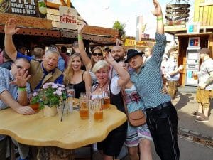 Dirndls and Lederhosen are very common at the festival